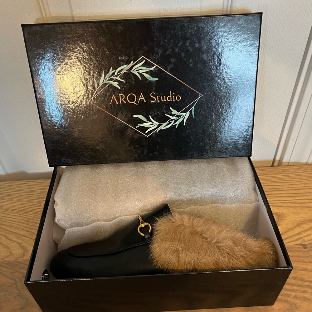 Aa Studio Black and Tan Loafers